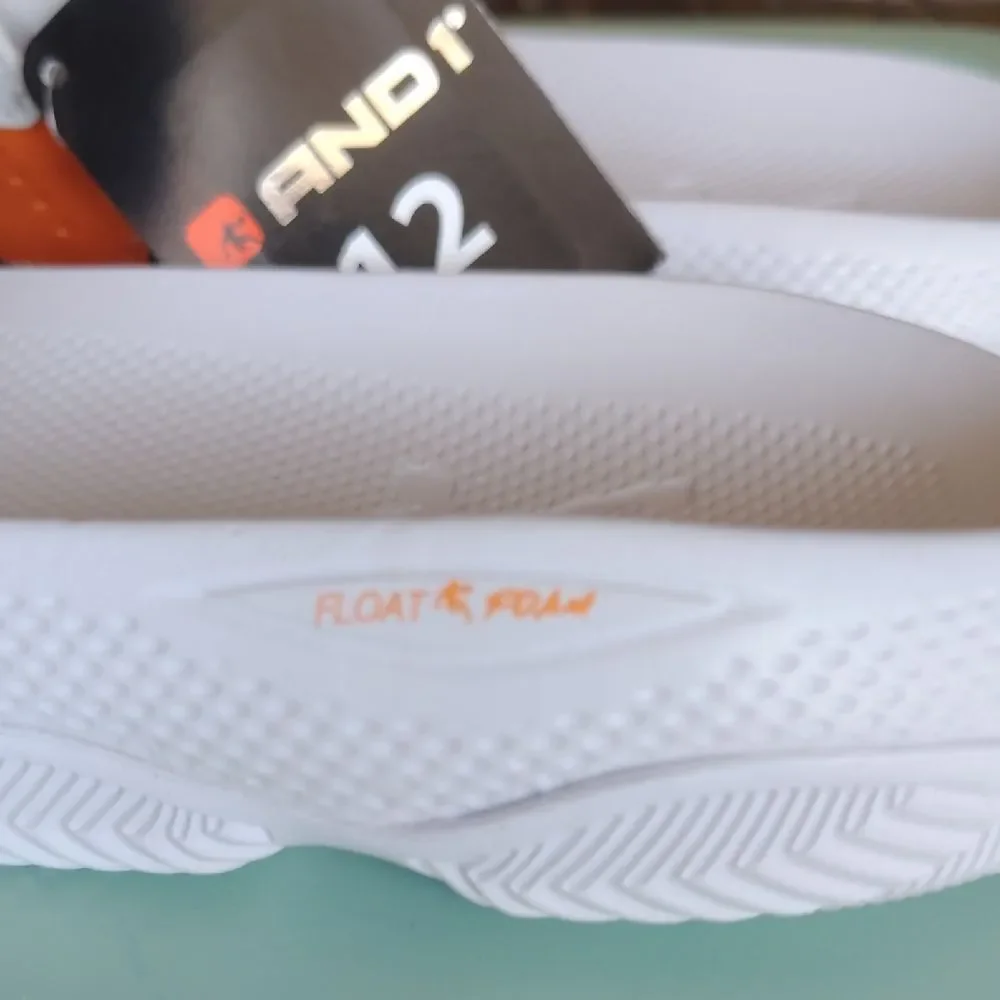AND1 White and Orange Slide Sandals
